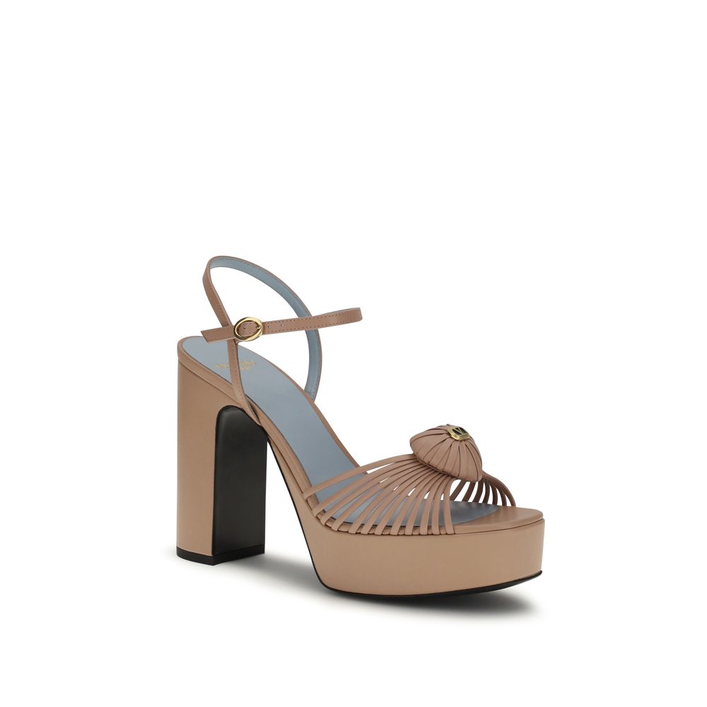 Valentino Garavani Beige Goatskin Platform Sandals