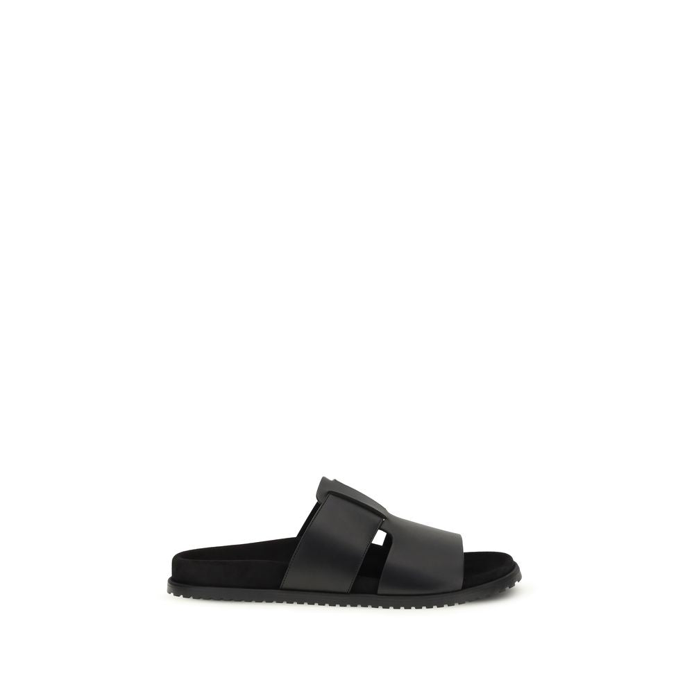 Dolce & Gabbana Black Calf Leather Bos Taurus Sandals