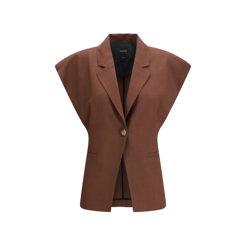PINKO Brown Viscose Sleveless Jacket