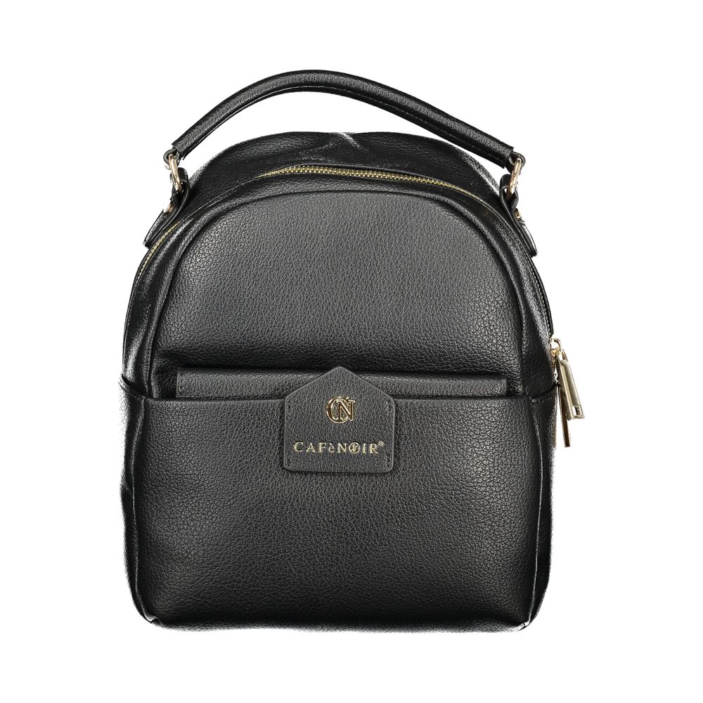 Cafenoir Black Polyurethane Women Backpack