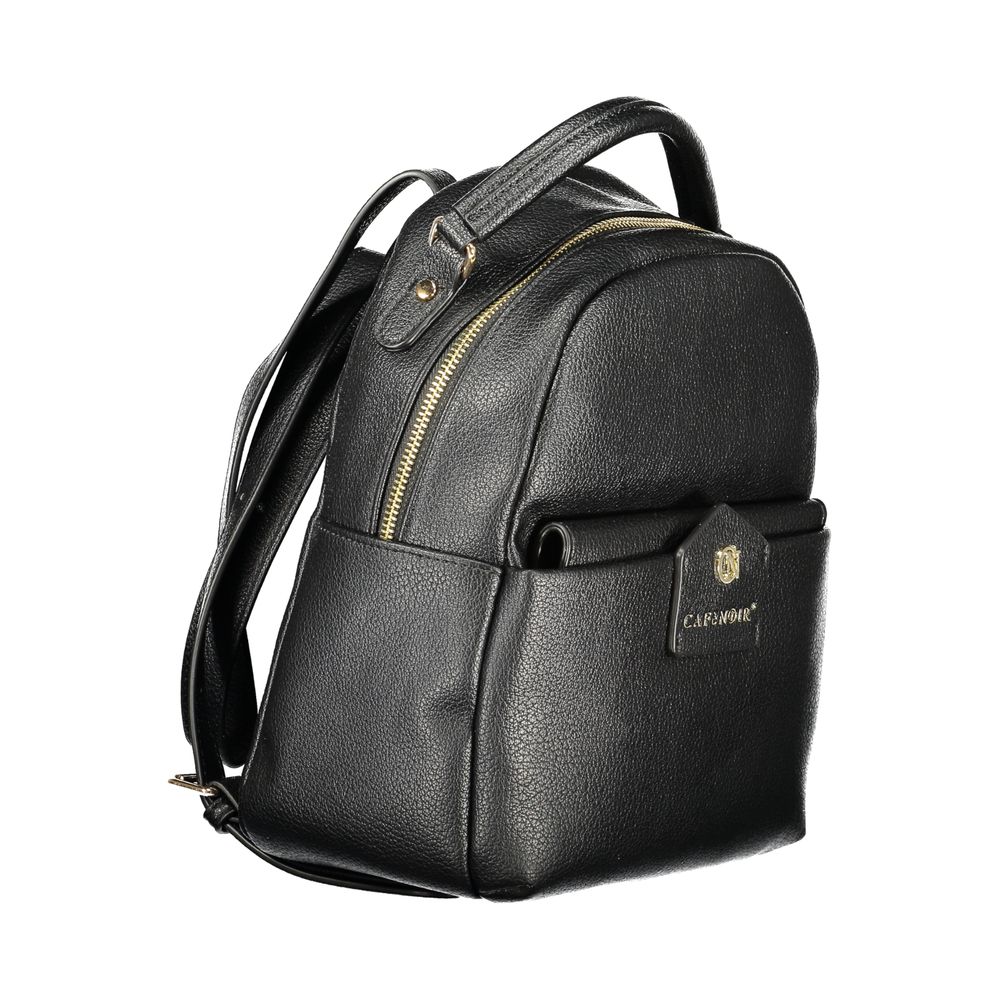 Cafenoir Black Polyurethane Women Backpack