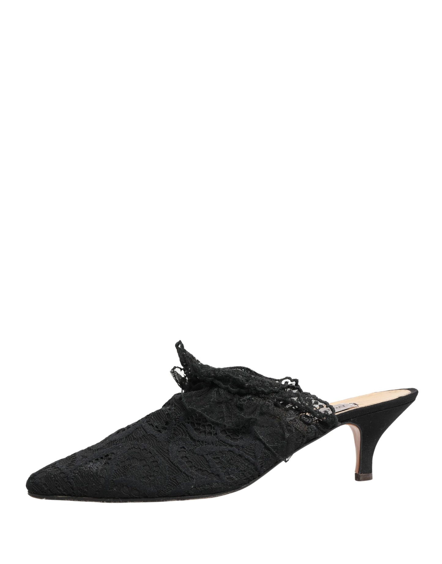 Dolce & Gabbana Black Lace Heels Sandals Shoes