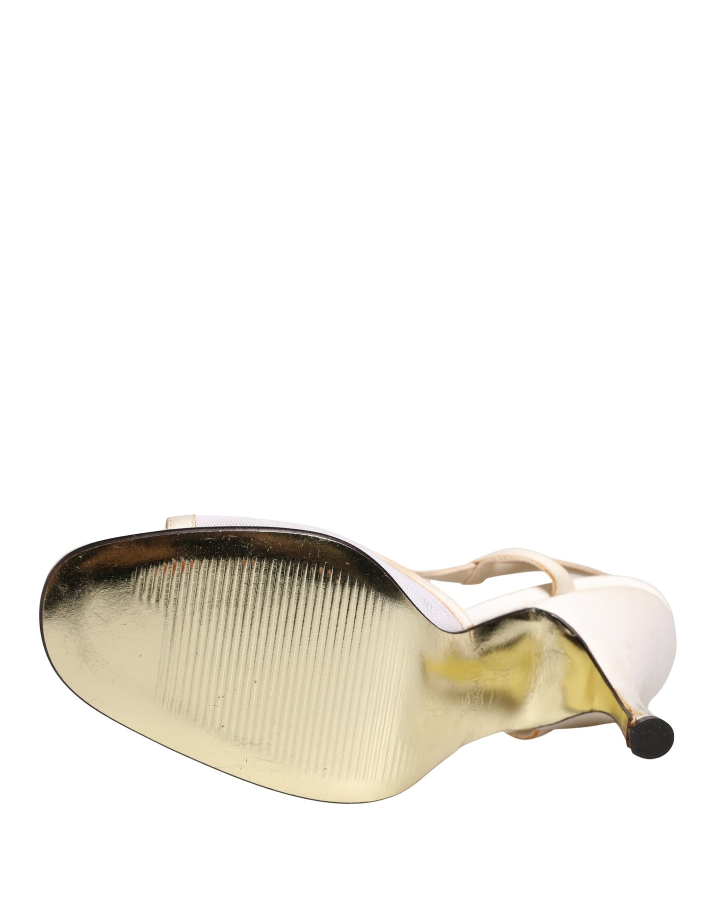 Dolce & Gabbana White Satin Slingback Heels Pumps Shoes