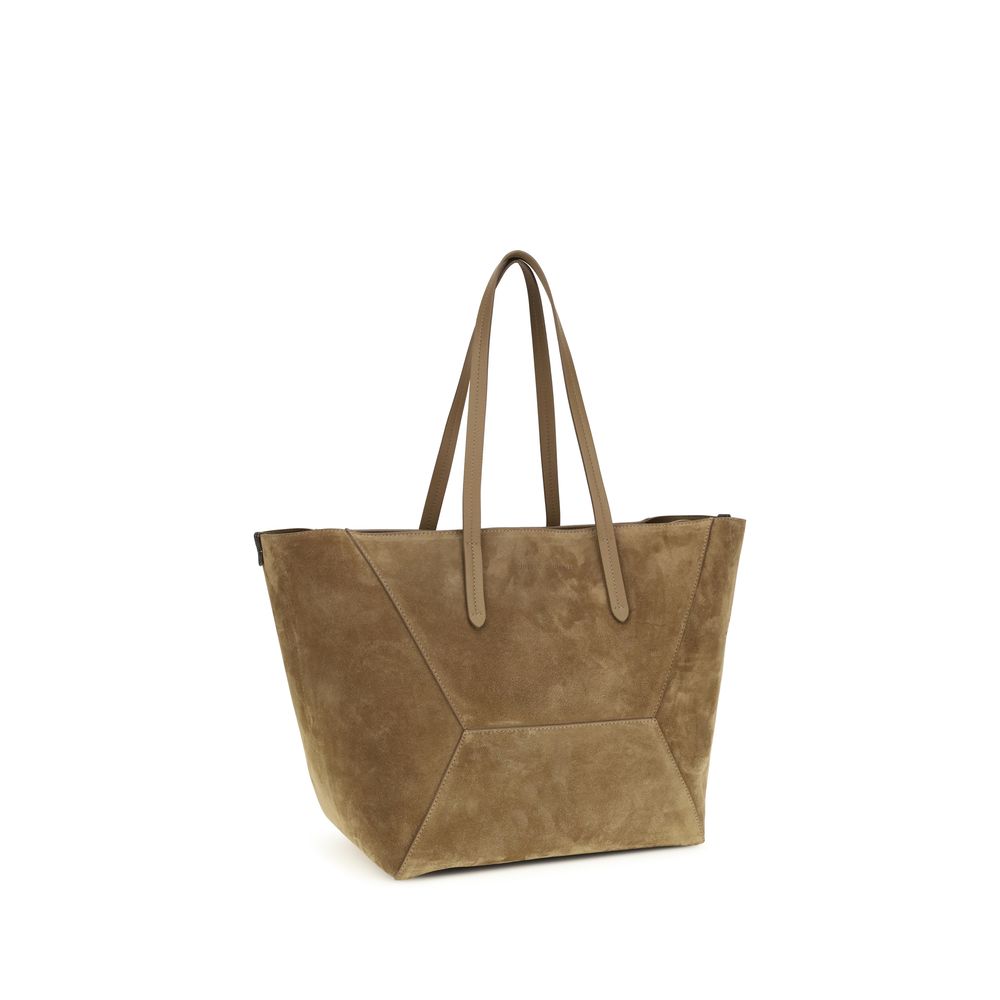 Brunello Cucinelli Beige Calf Leather Bos Taurus Shoulder Bag
