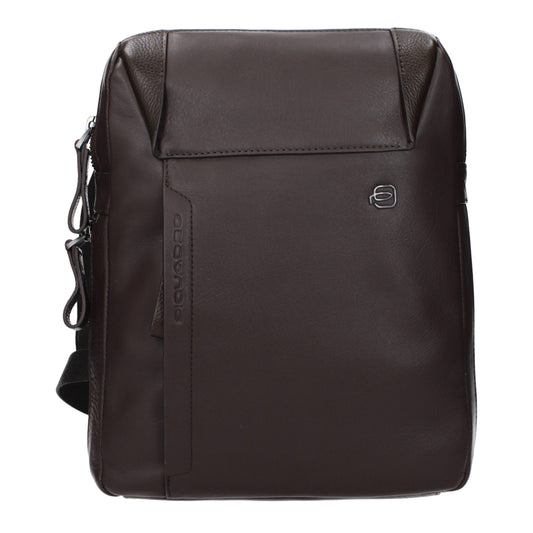 Piquadro Brown Leather Crossbody Bag