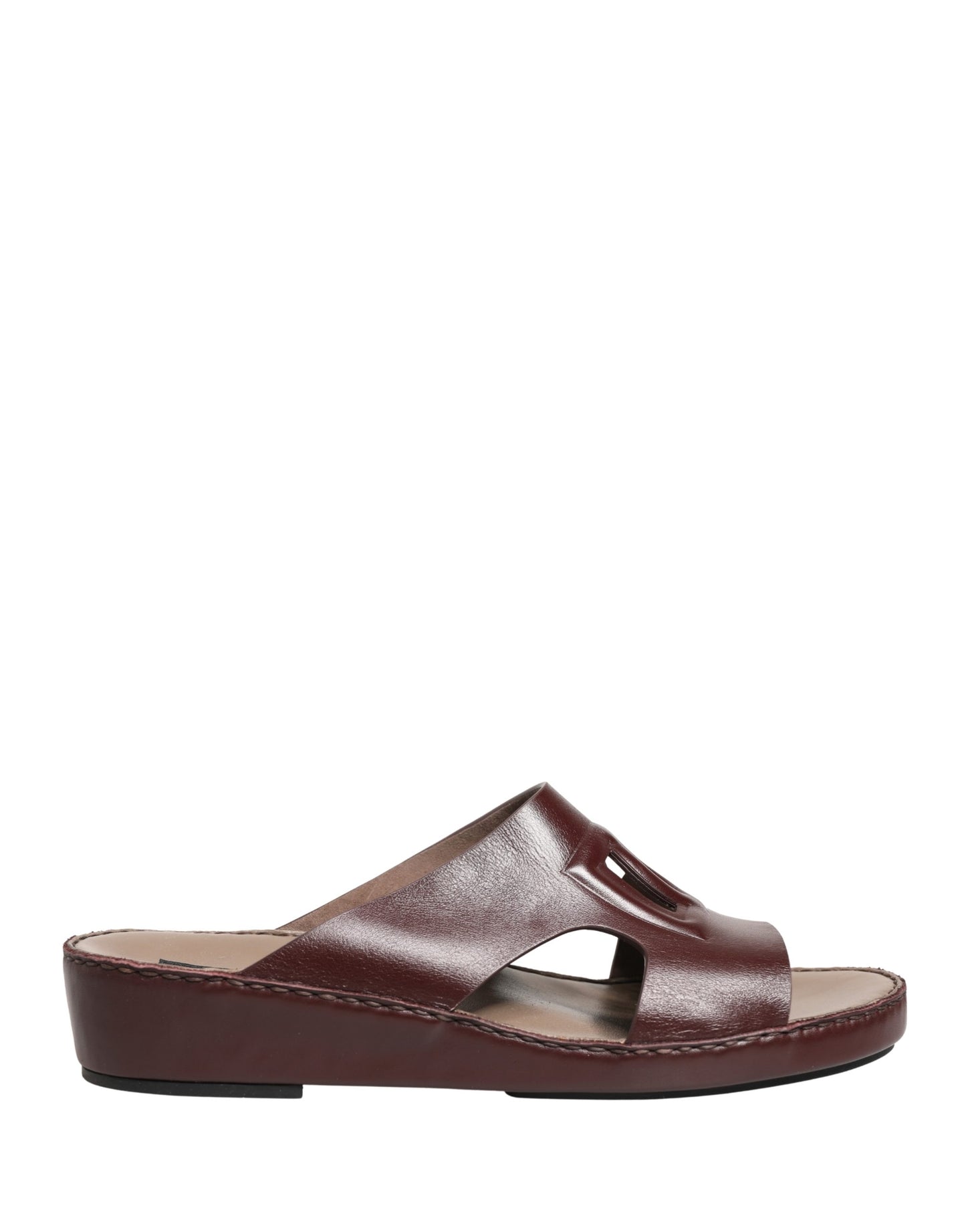 Dolce & Gabbana Maroon Leather Cutout DG Logo Sandals Shoes