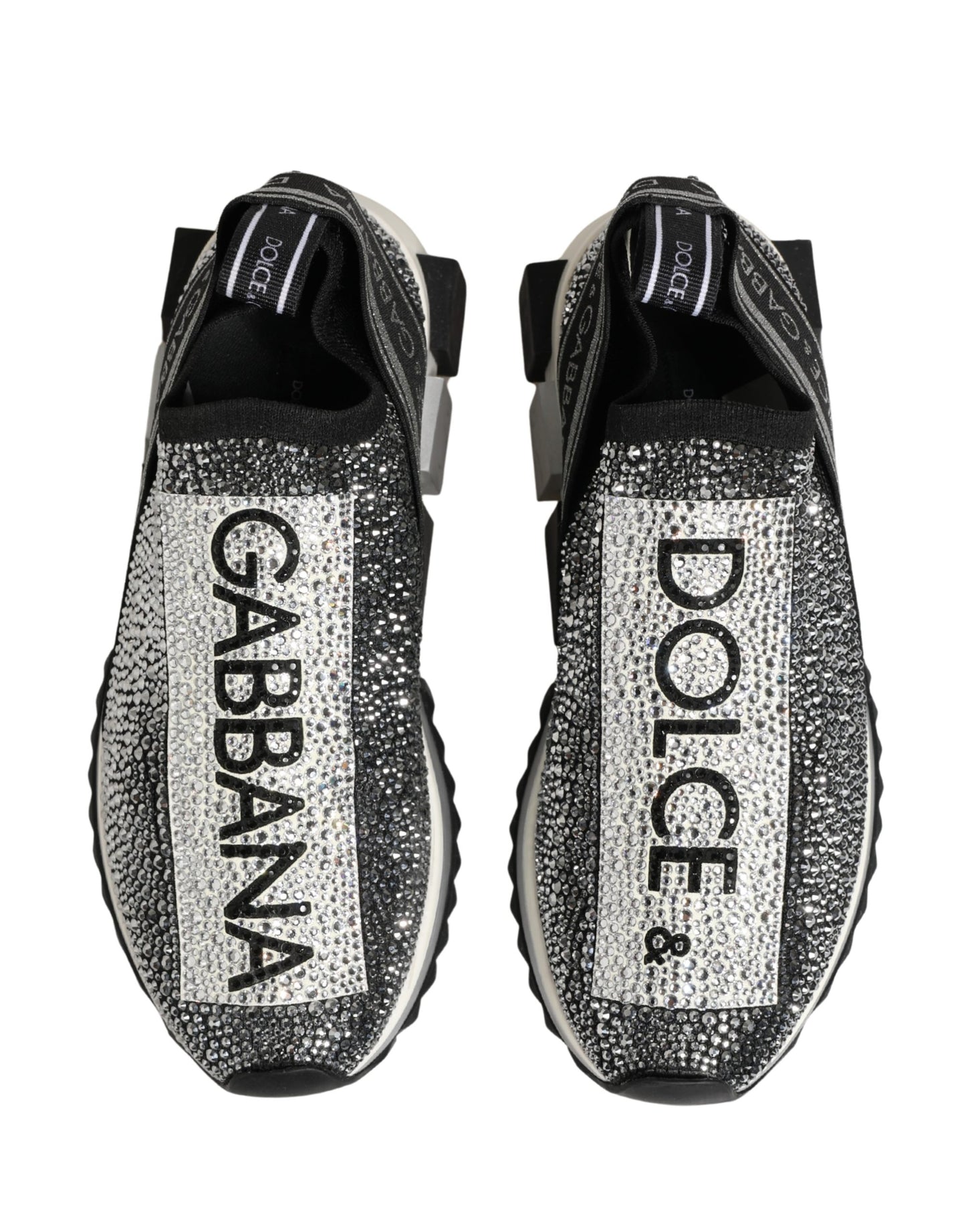 Dolce & Gabbana Silver Crystal Logo Slip On Sorrento Sneakers Shoes