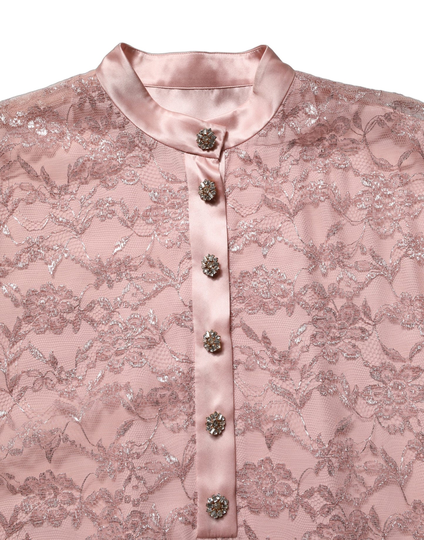Dolce & Gabbana Pink Corded Floral Lace Kaftan Midi Dress