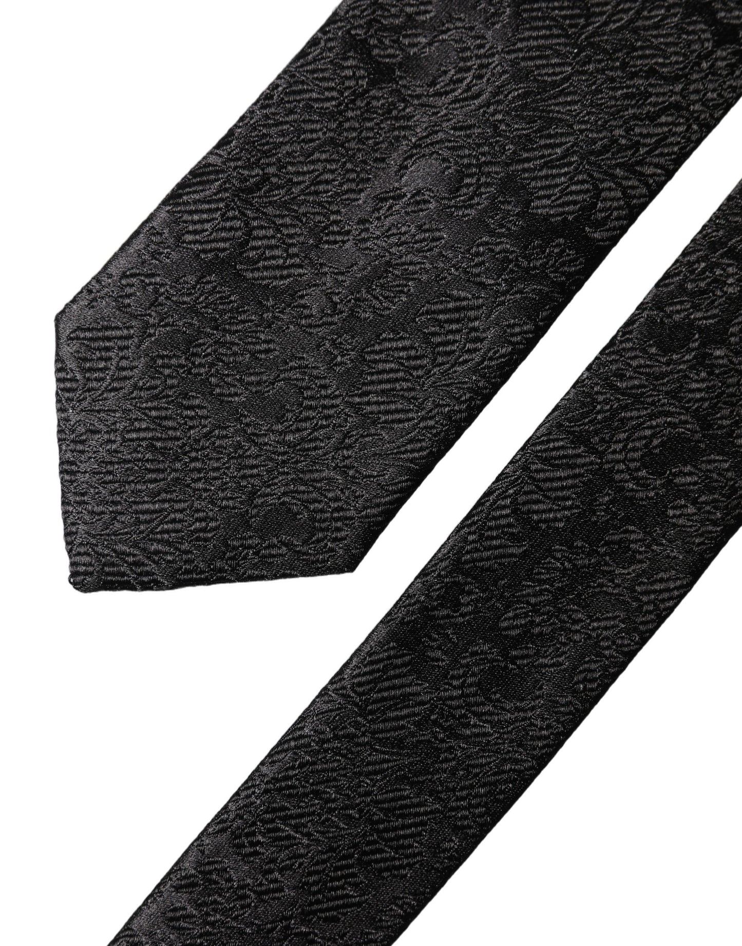 Dolce & Gabbana Black Floral Fantasy Silk Adjustable Men Tied Necktie Tie