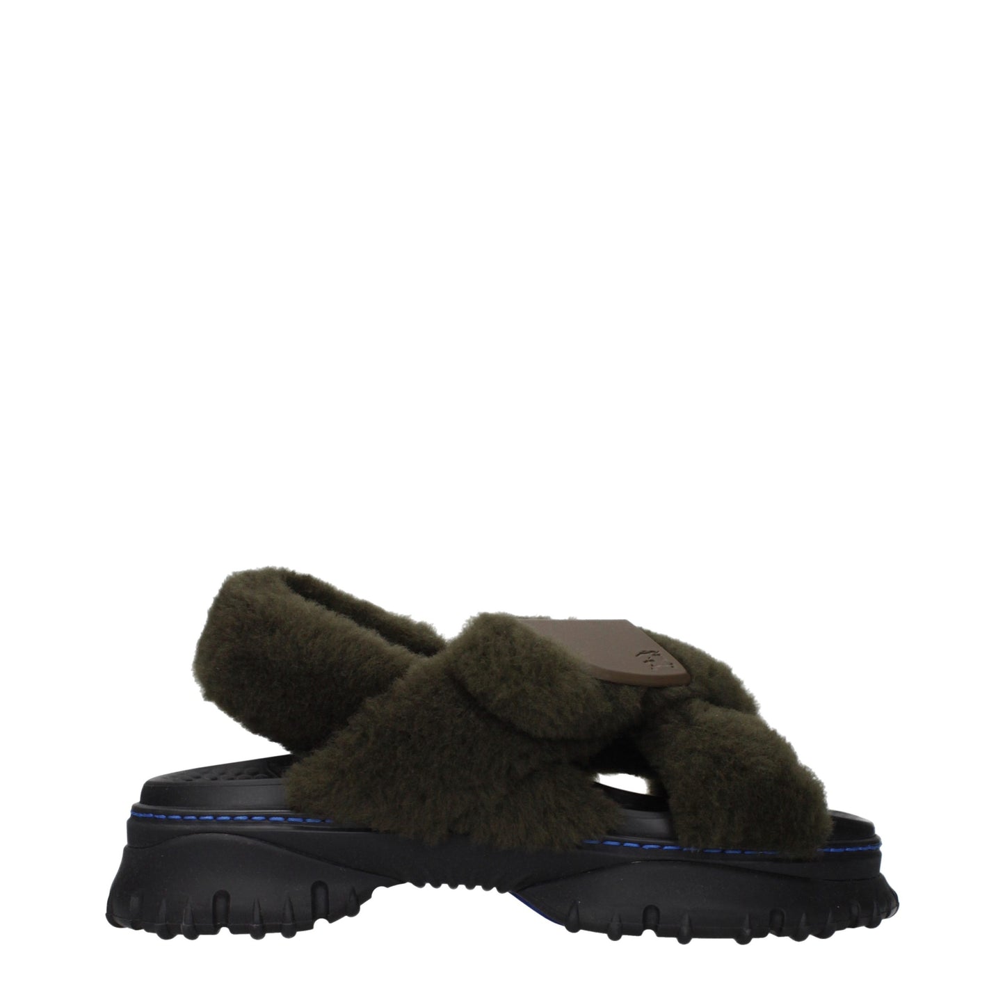 Burberry Green Fur Slippers