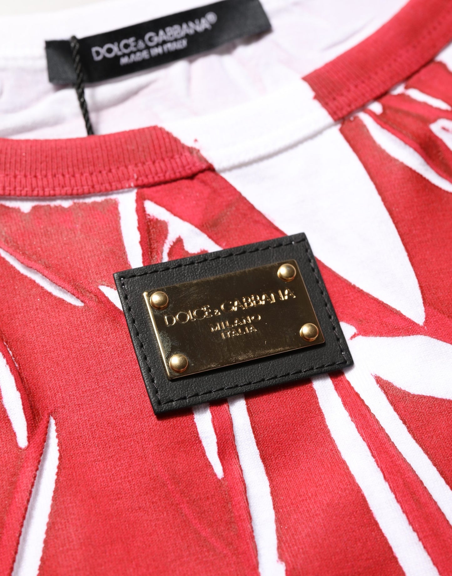 Dolce & Gabbana Red White Abstract Cotton Sleeveless Tank Top