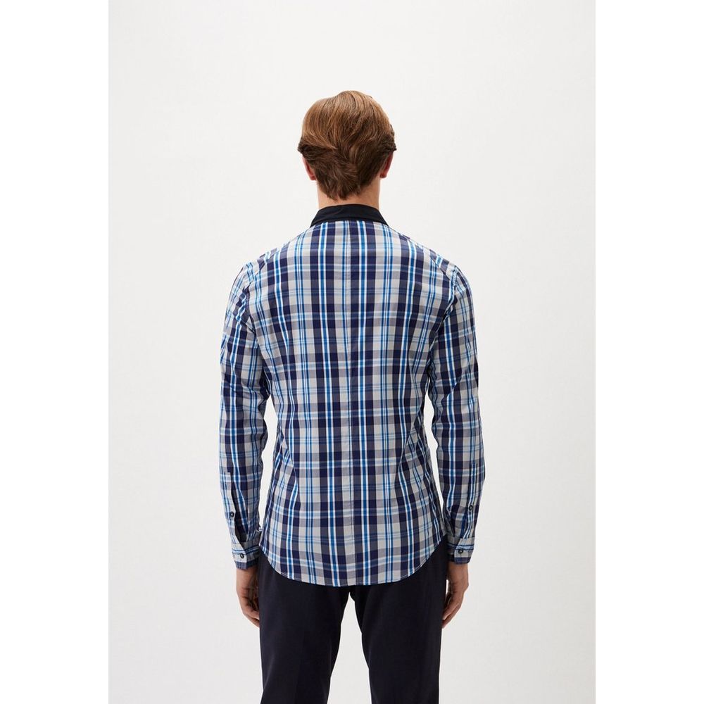Bikkembergs Navy Blue Cotton Pattern Shirt