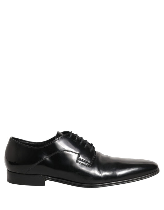 Dolce & Gabbana Black Leather Men Derby Dress Formal Shoes
