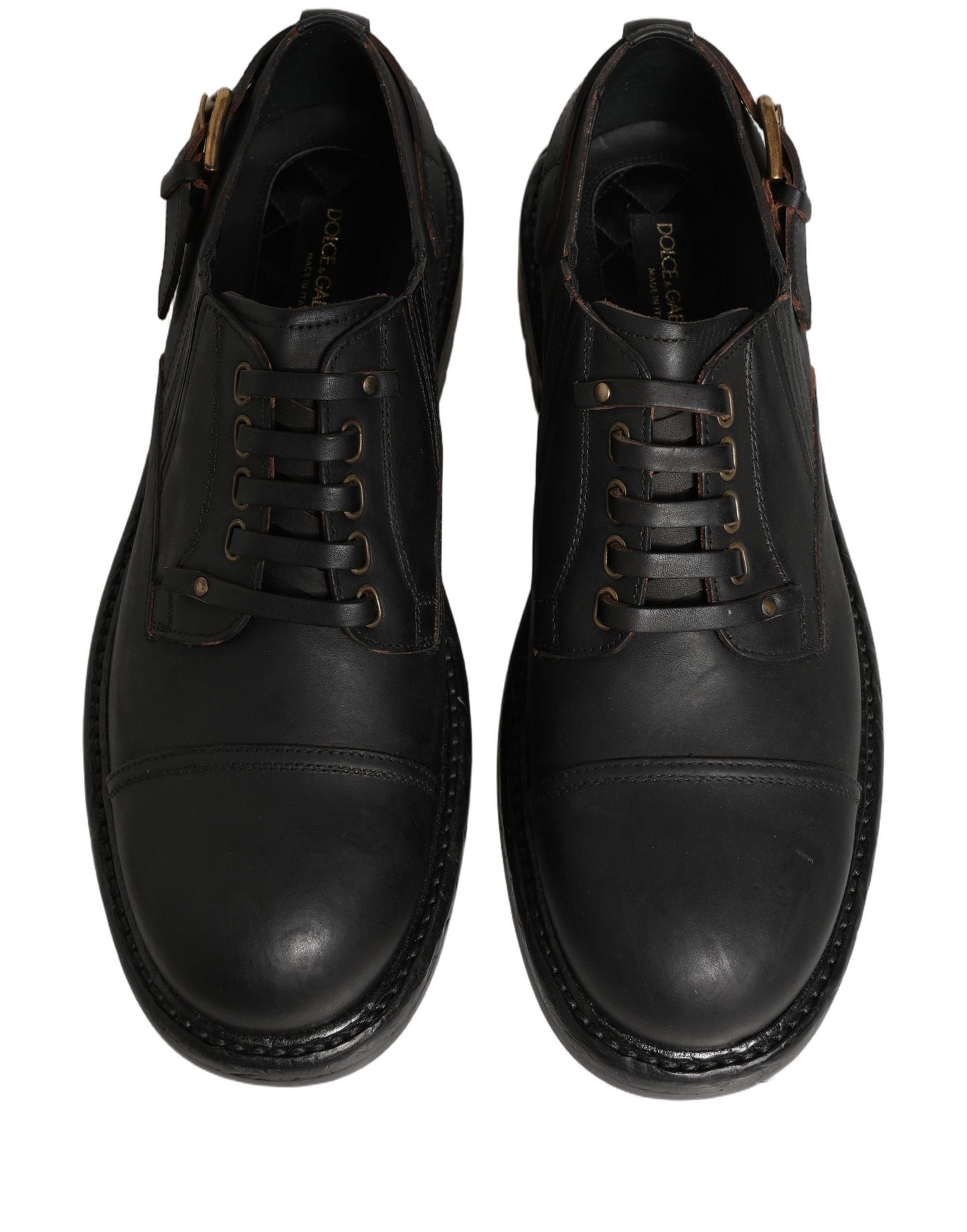 Dolce & Gabbana Dress Black Leather Lace Up Derby Men Shoes
