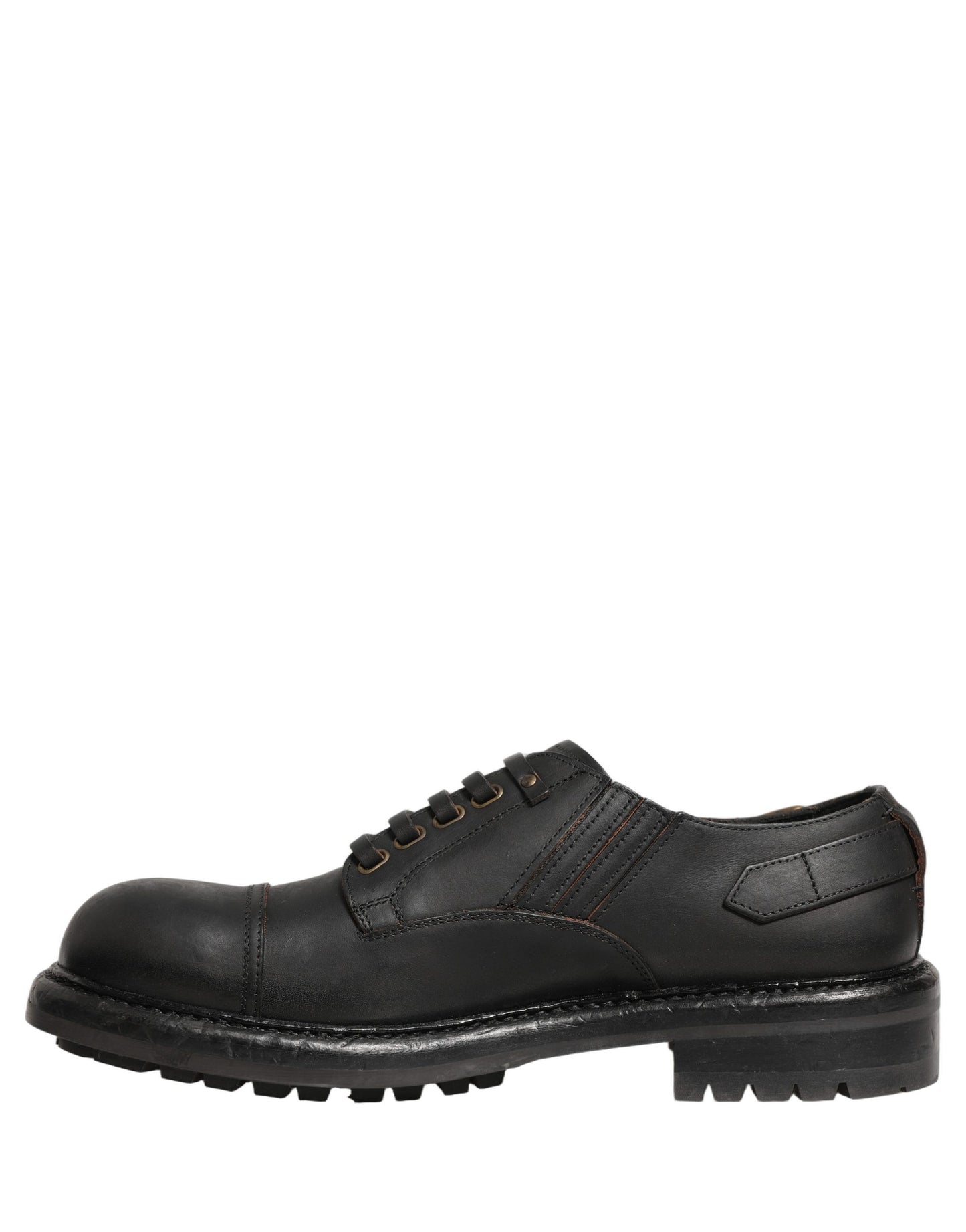 Dolce & Gabbana Dress Black Leather Lace Up Derby Men Shoes