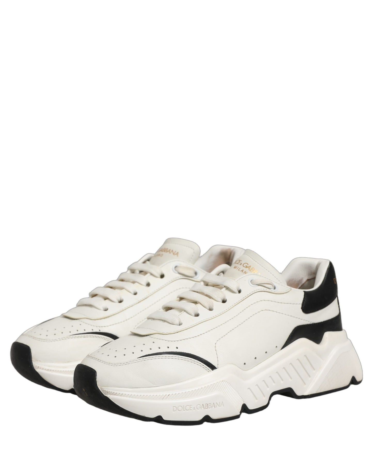 Dolce & Gabbana White Black Daymaster Low Top Men Sneakers Shoes