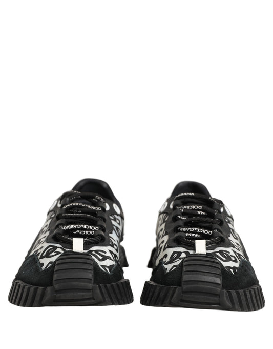 Dolce & Gabbana Black Logo Lace Up Low Top NS1 Men Sneakers Shoes