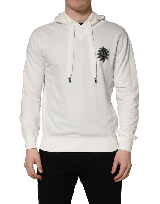 Dolce & Gabbana White Cotton Hooded Sweatshirt Sweater