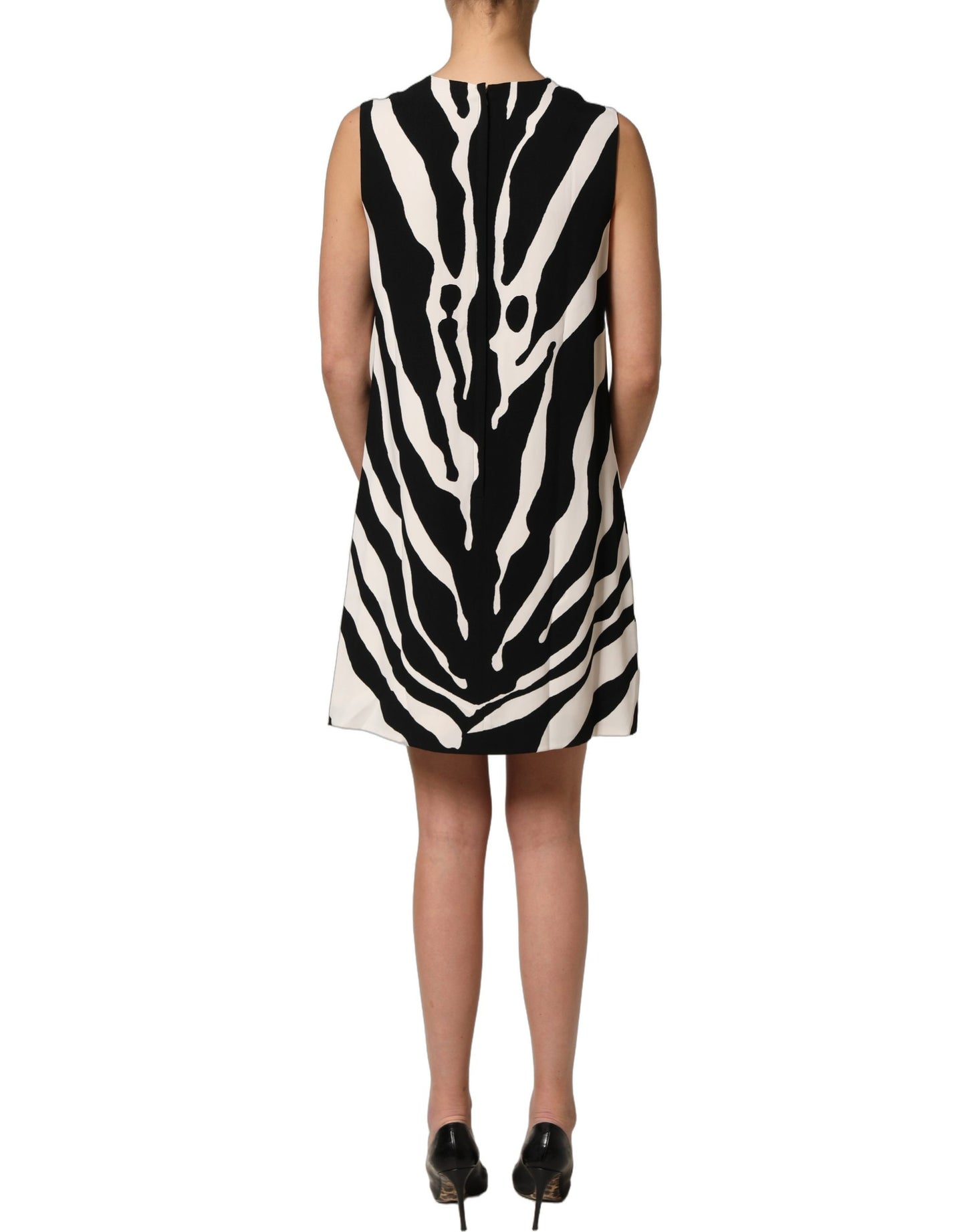 Dolce & Gabbana Black White Zebra Print Viscose Mini Dress