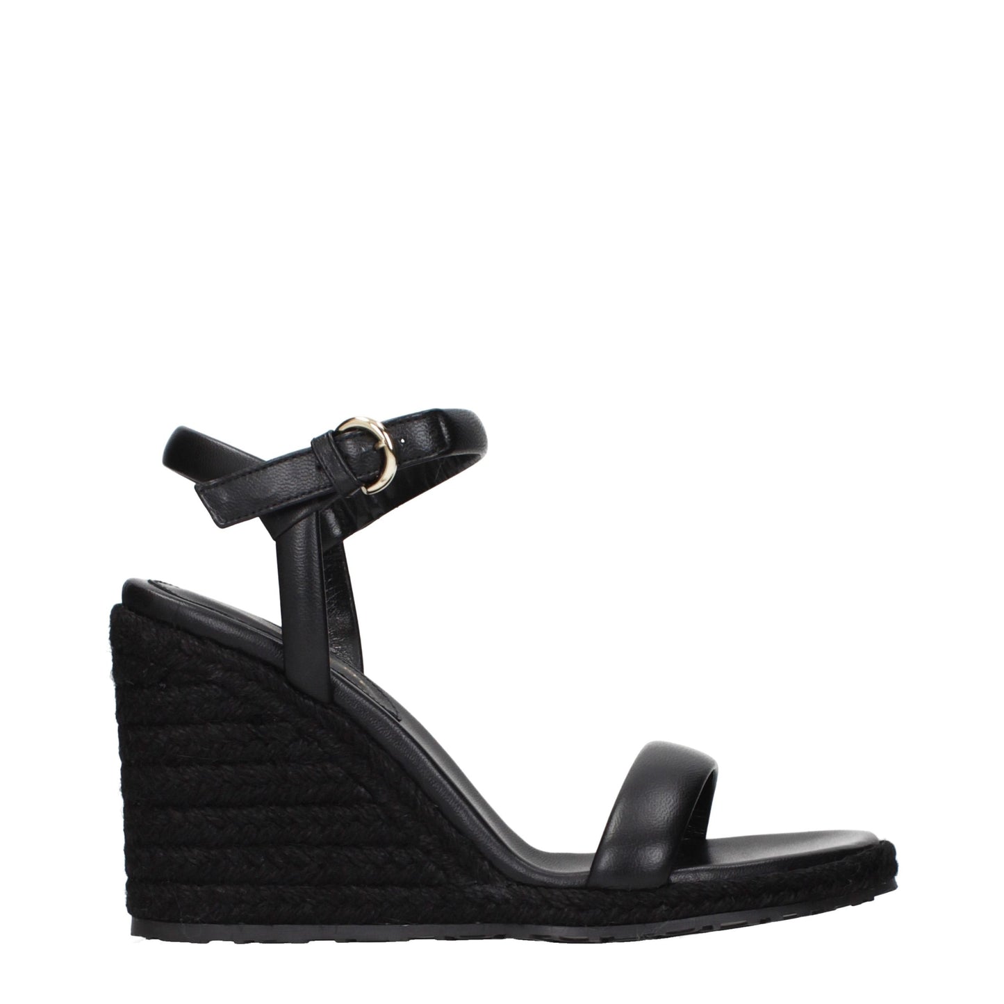 Gianvito Rossi Black Leather Wedge Sandals