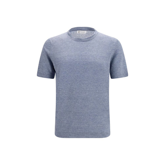 Brunello Cucinelli Blue Linen T-Shirt