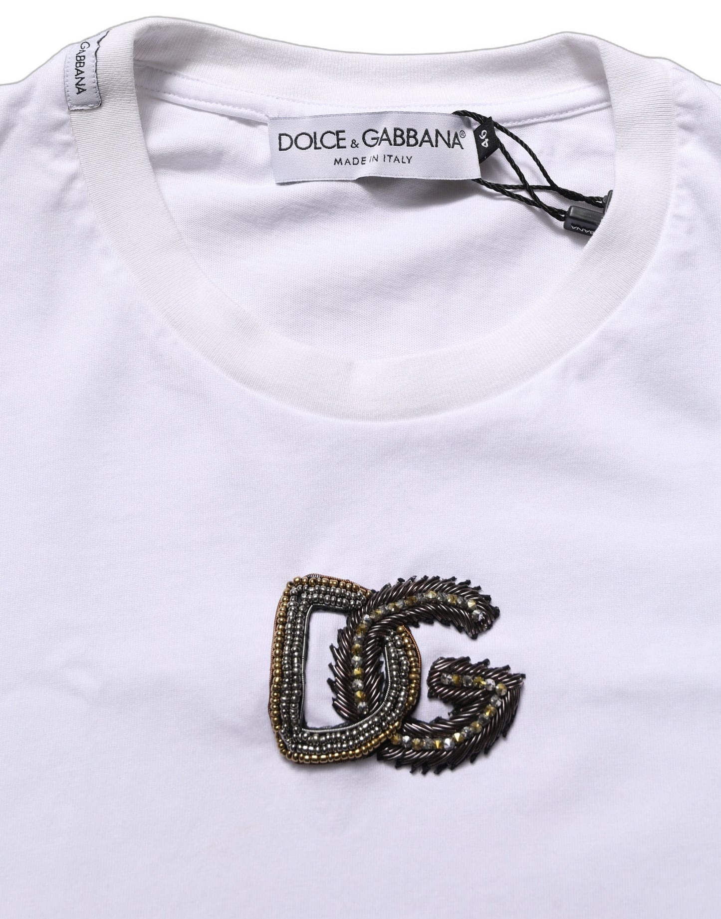 Dolce & Gabbana White DG Logo Cotton Crew Neck Men T-shirt