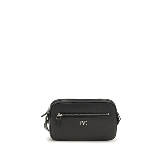 Valentino Garavani Black Calf Leather Bos Taurus Shoulder Bag