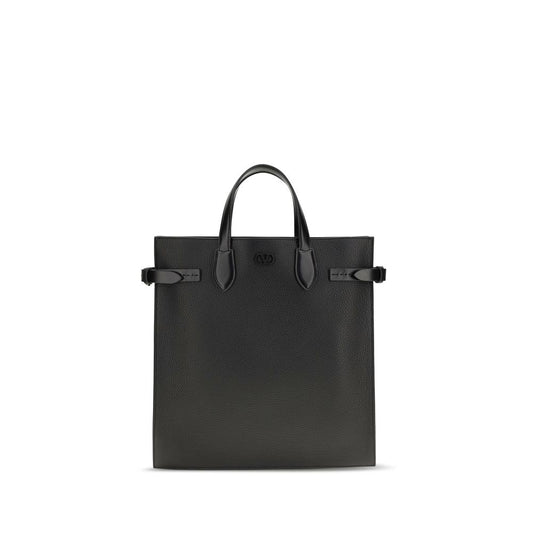 Valentino Garavani Black Calf Leather Bos Taurus Shoulder Bag