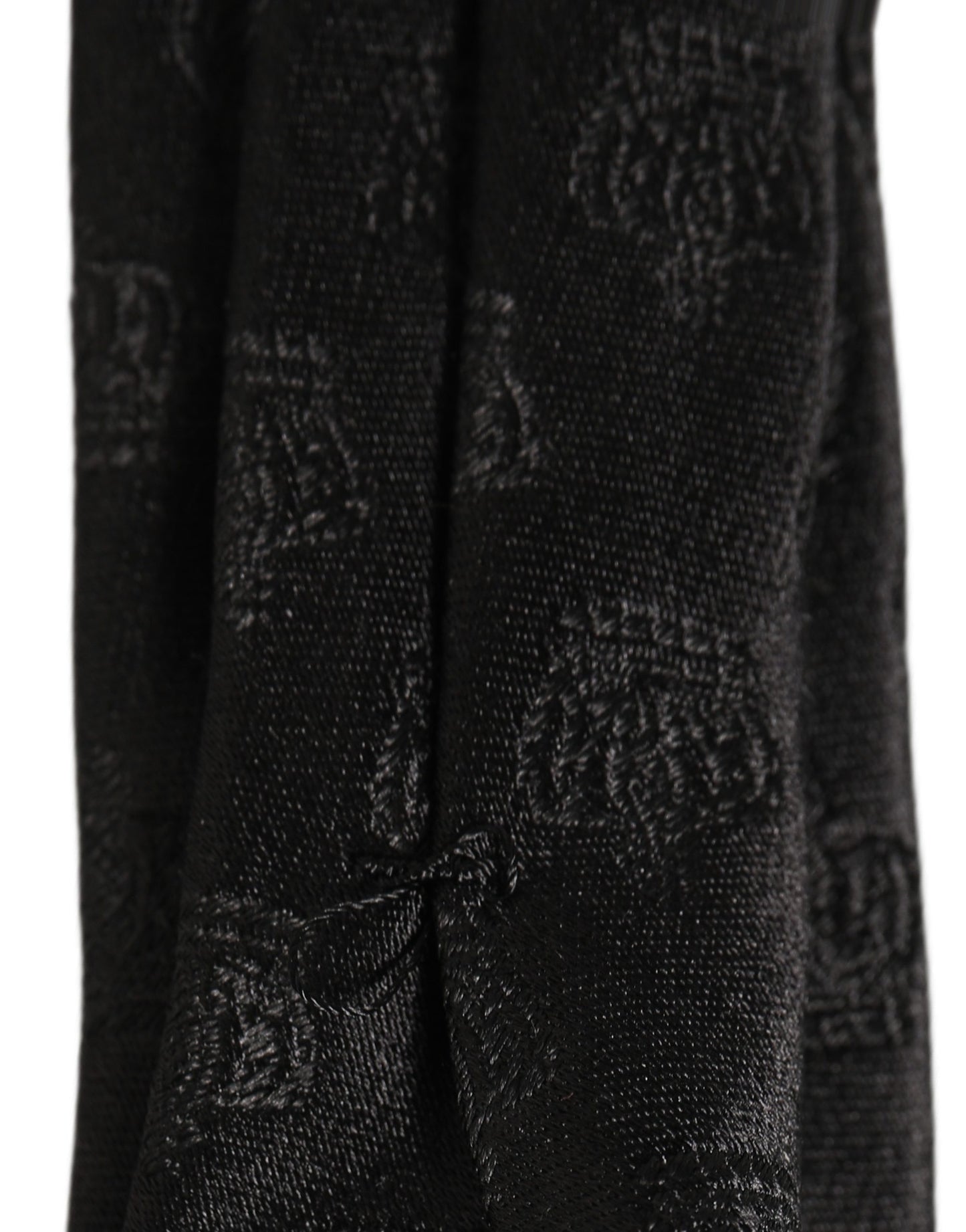 Dolce & Gabbana Men Black Crown Print Silk Adjustable Tied Necktie Tie