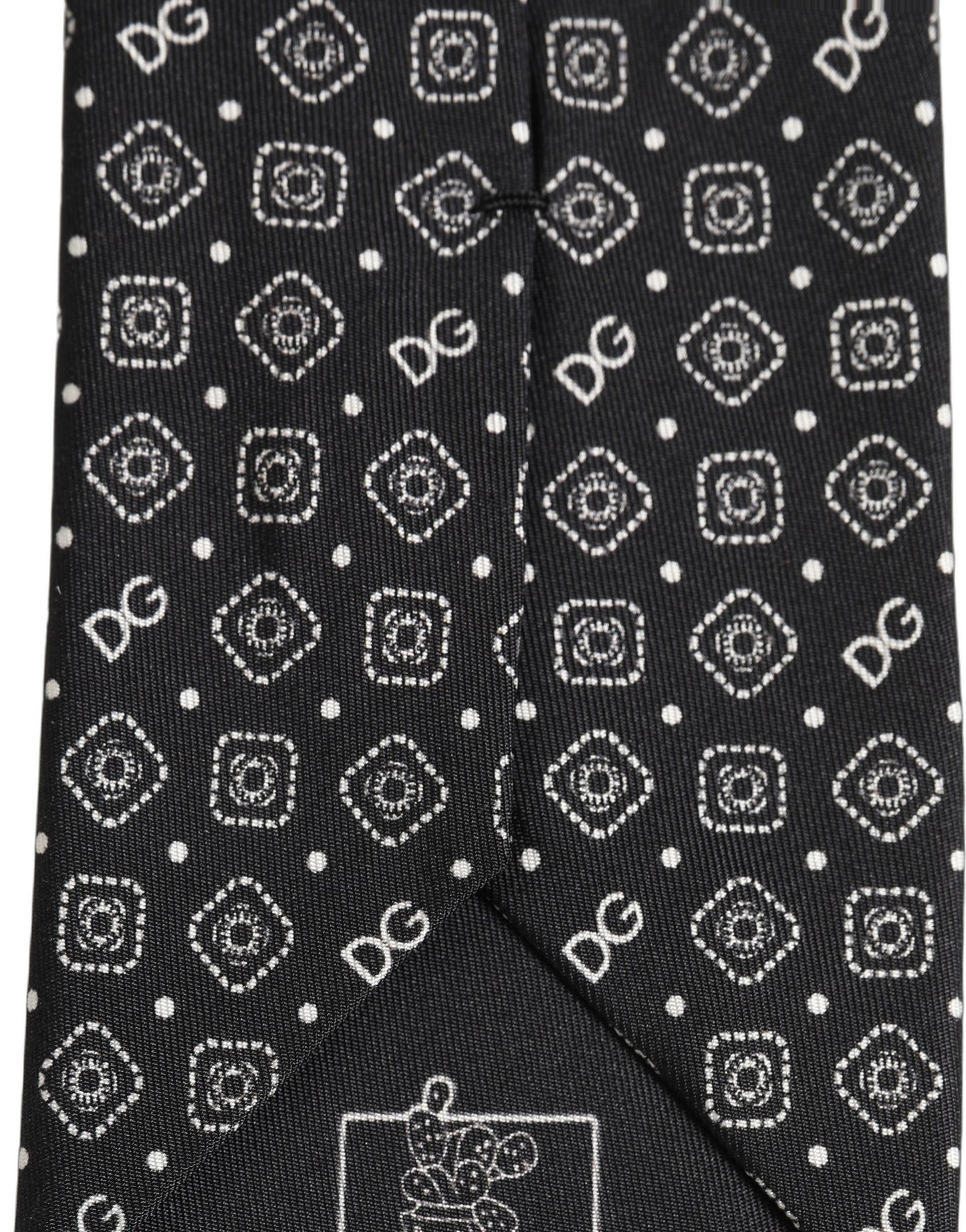 Dolce & Gabbana Men Black DG Logo 100% Silk Adjustable Tied Necktie Tie