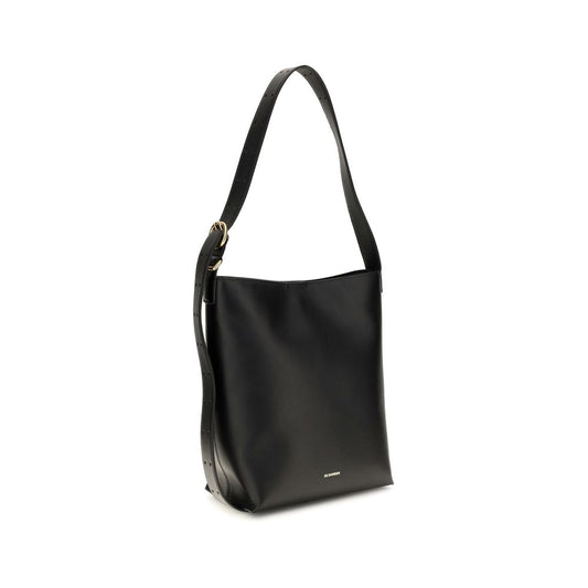 Jil Sander Black Calf Leather Bos Taurus Shoulder Bag