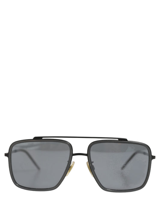 Dolce & Gabbana Women DG2262 Black Metal Square Frame Eyewear Sunglasses
