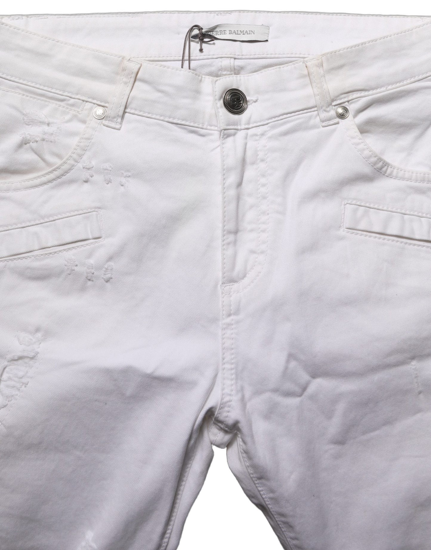 Pierre Balmain White Cotton Stretch Skinny Denim Trouser Jeans