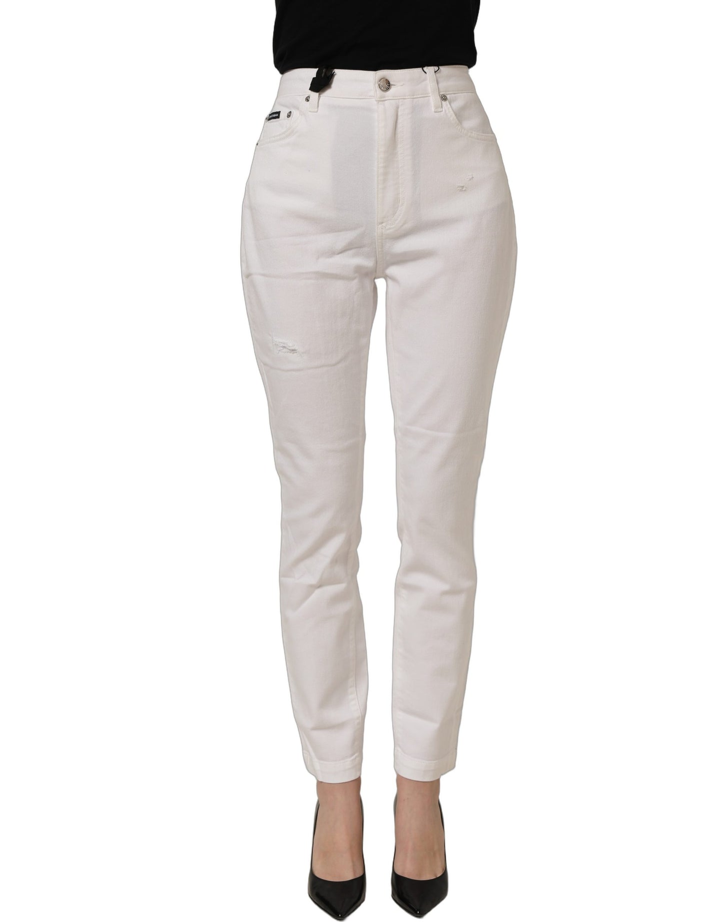 Dolce & Gabbana White Cotton Stretch Skinny Denim Jeans