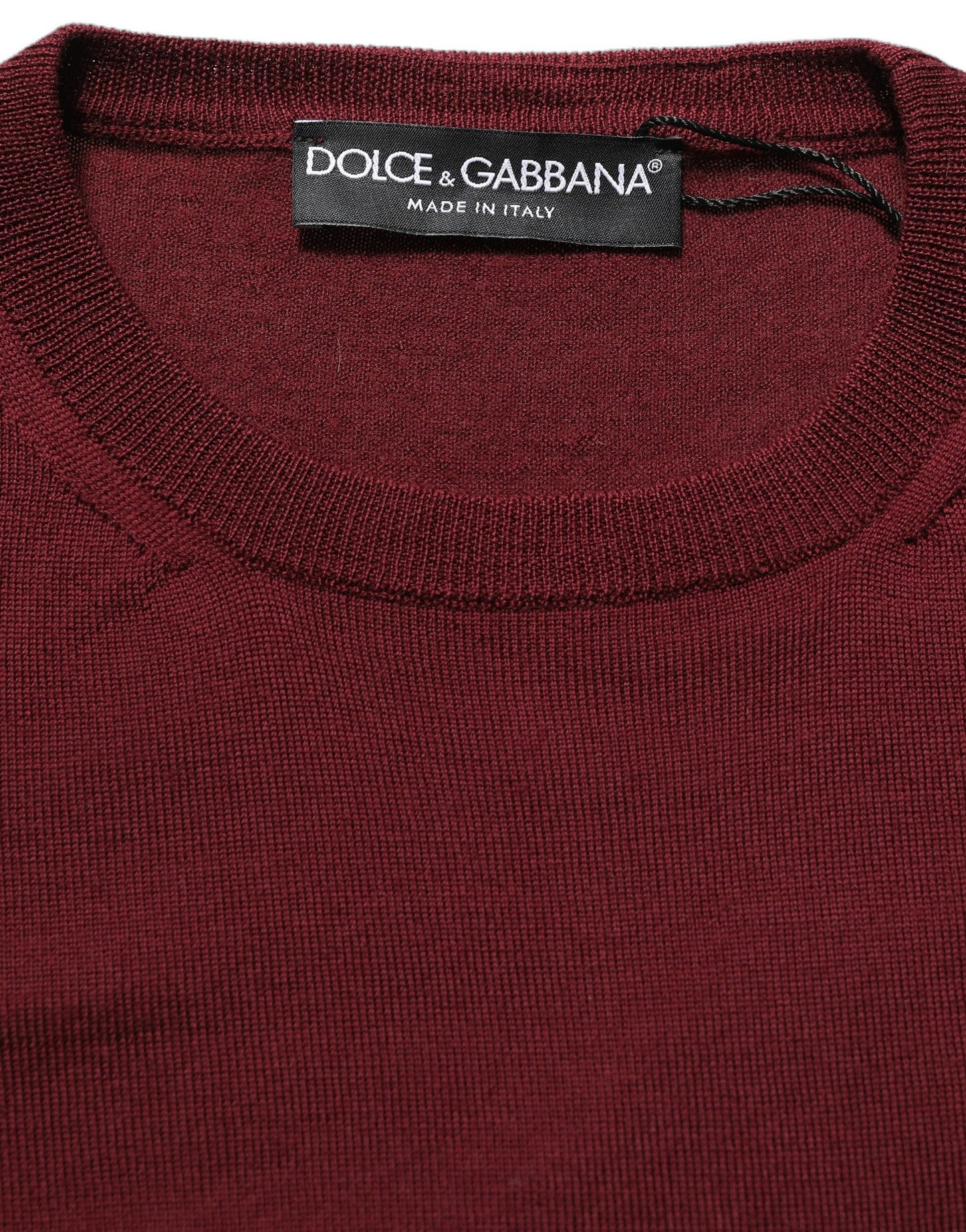 Dolce & Gabbana Maroon Wool Knitted CrewNeck Pullover Sweater
