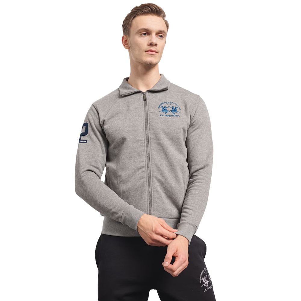La Martina Gray Cotton Men's Sweater