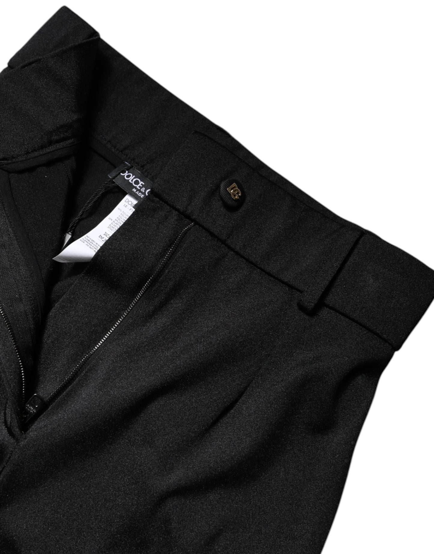 Dolce & Gabbana Black Nylon High Waist Slim Fit Pants