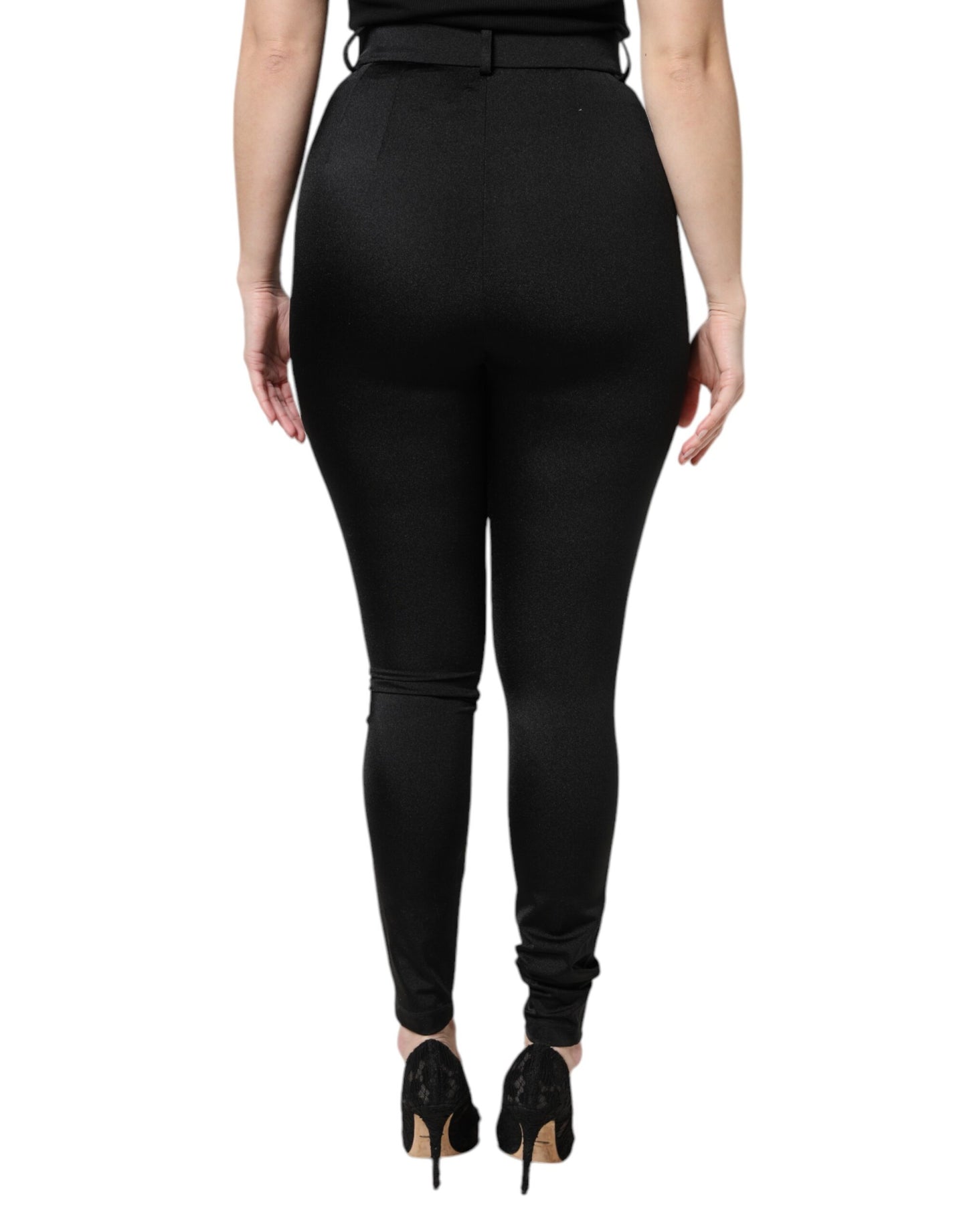 Dolce & Gabbana Black Nylon High Waist Slim Fit Pants