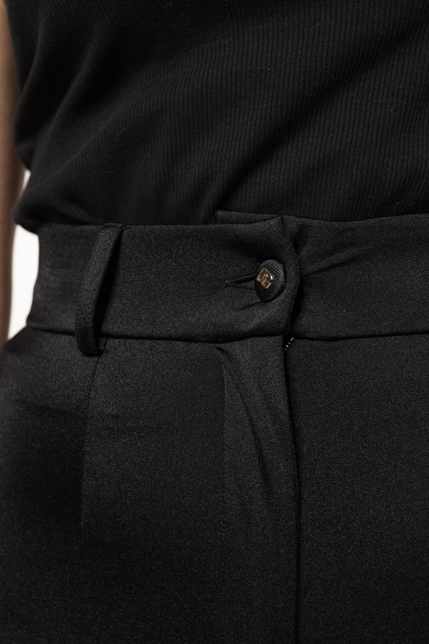 Dolce & Gabbana Black Nylon High Waist Slim Fit Pants