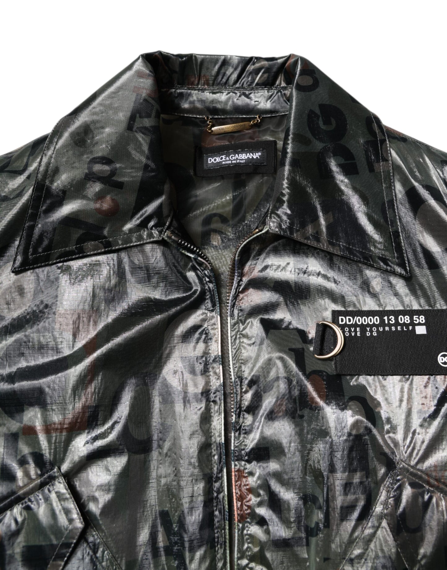 Dolce & Gabbana Green DG Logo Print Bomber Full Zip Jacket