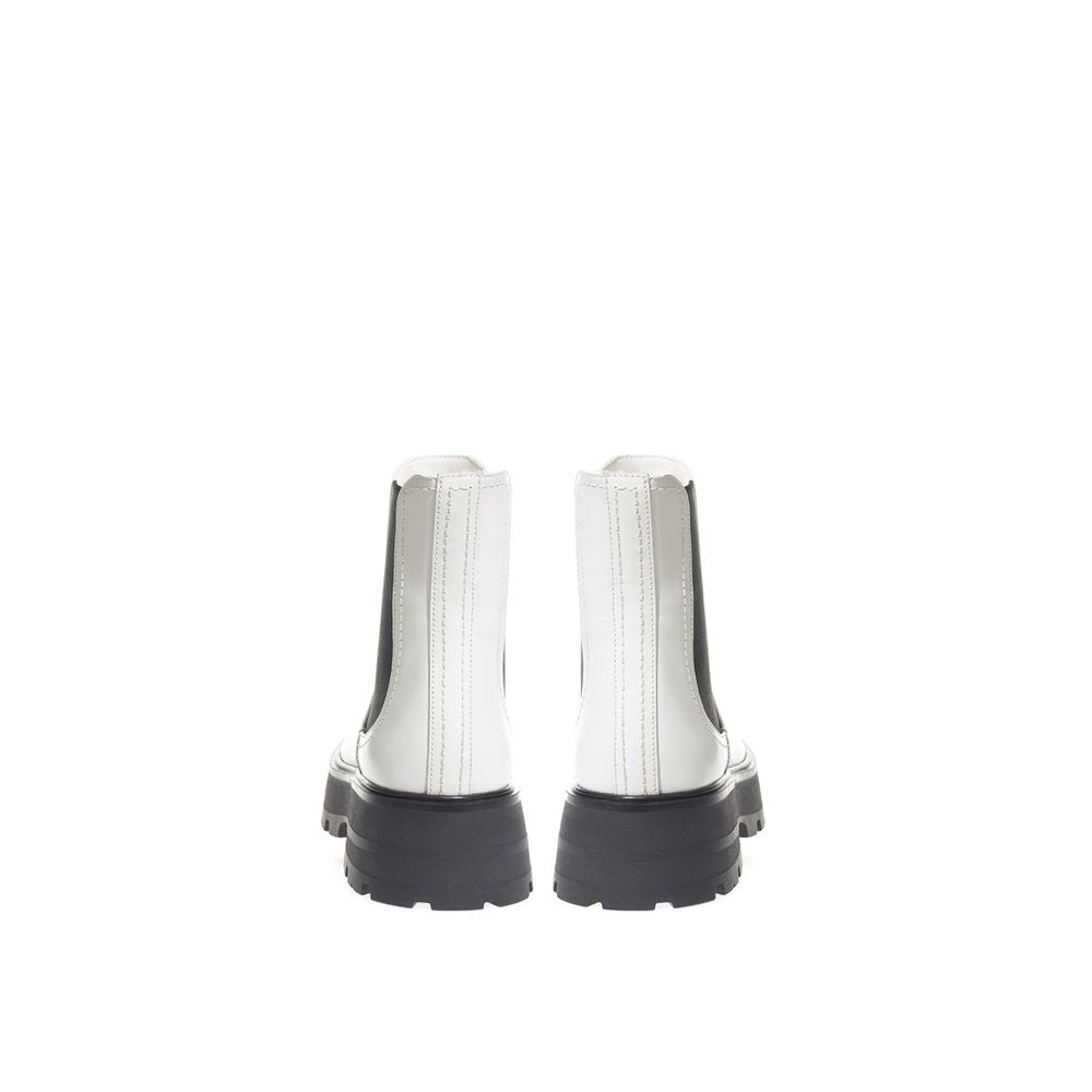 Alexander McQueen Black And White Leather Chelsea Boots