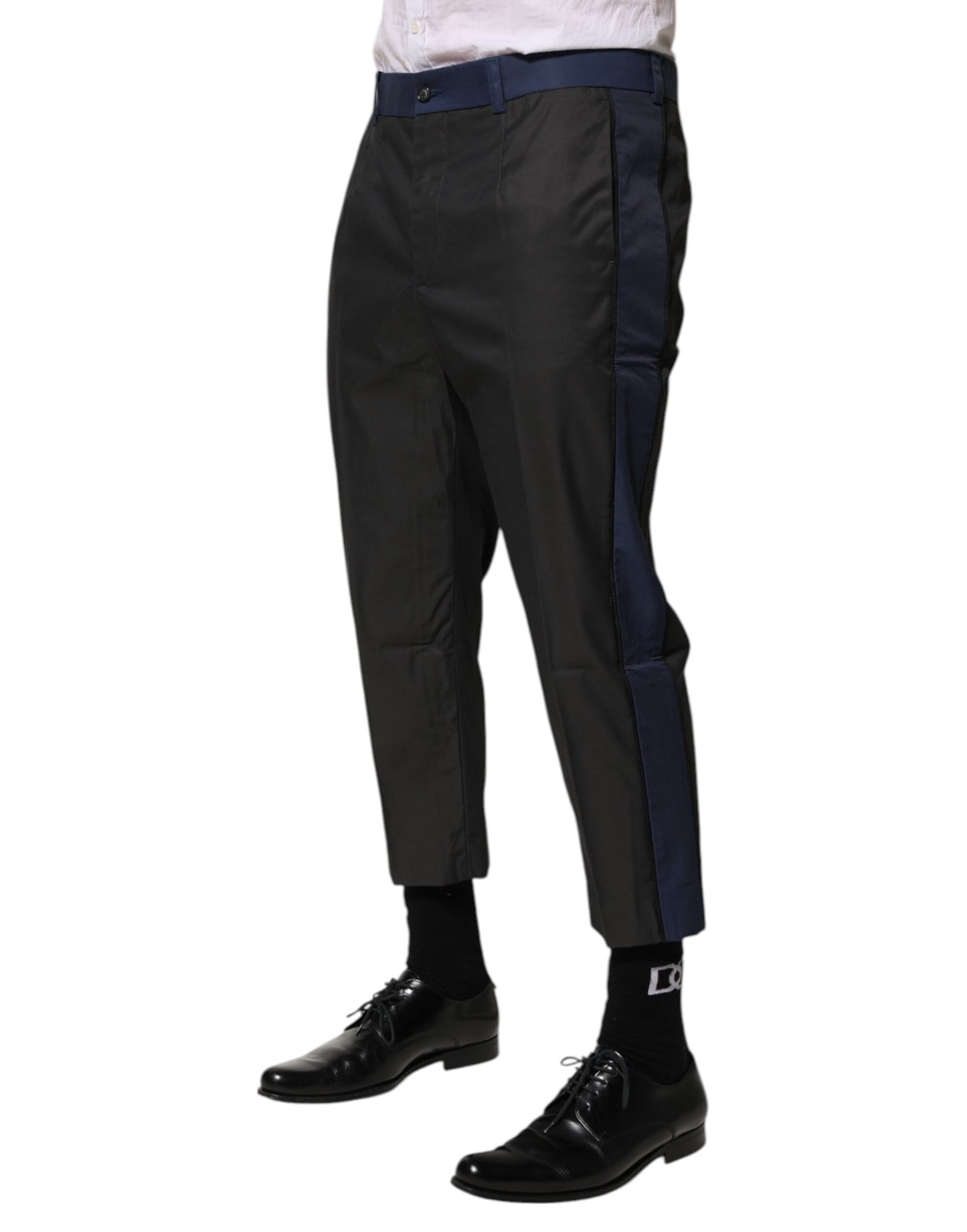 Dolce & Gabbana Gray Blue Cotton 3/4 Chinos Crop Trouser Pants