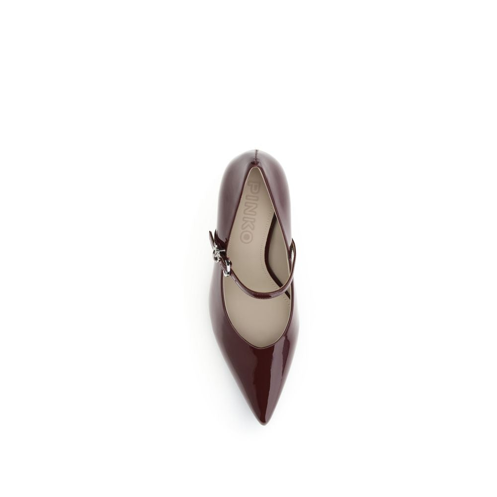 PINKO Bordeaux Calf Leather Bos Taurus High Heel Pumps