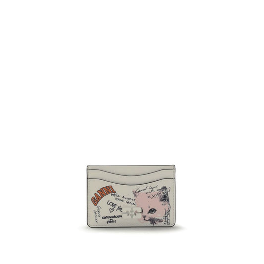 Ganni GANNI CARD HOLDER CAT SIGNATURE