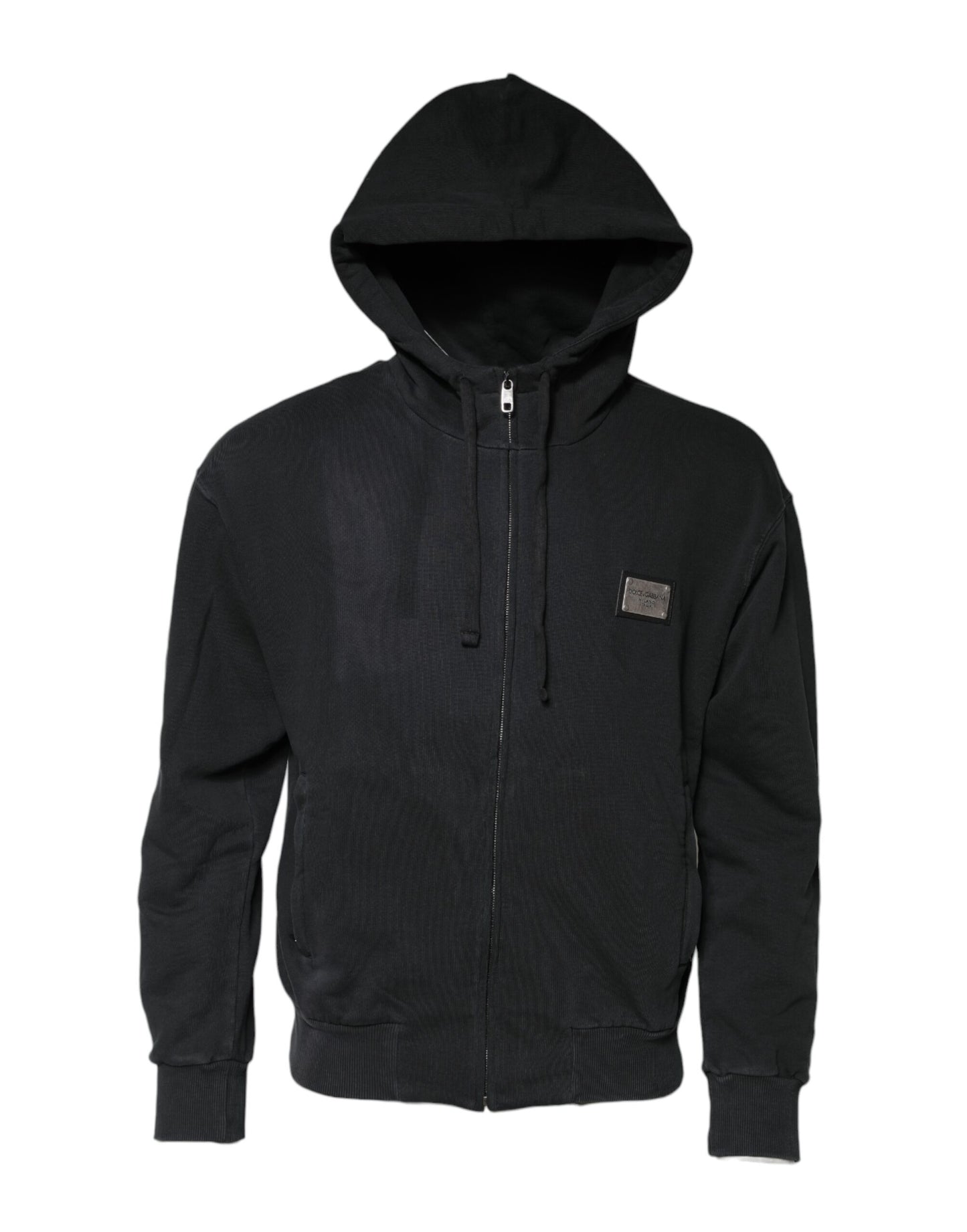 Dolce & Gabbana Black Logo FullZip Hooded Sweatshirt Sweater
