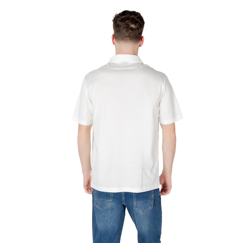 Armani Exchange White Cotton Polo Shirt