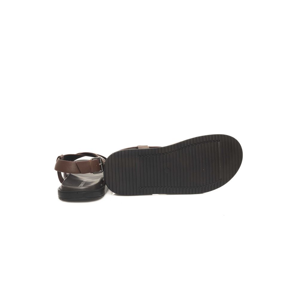 Cerruti 1881 Brown Leather Men Sandal