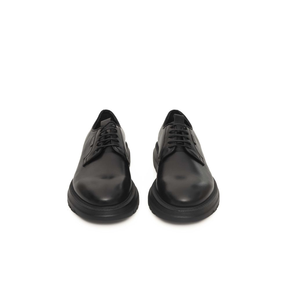 Cerruti 1881 Black Calfskin Men Derby Shoe