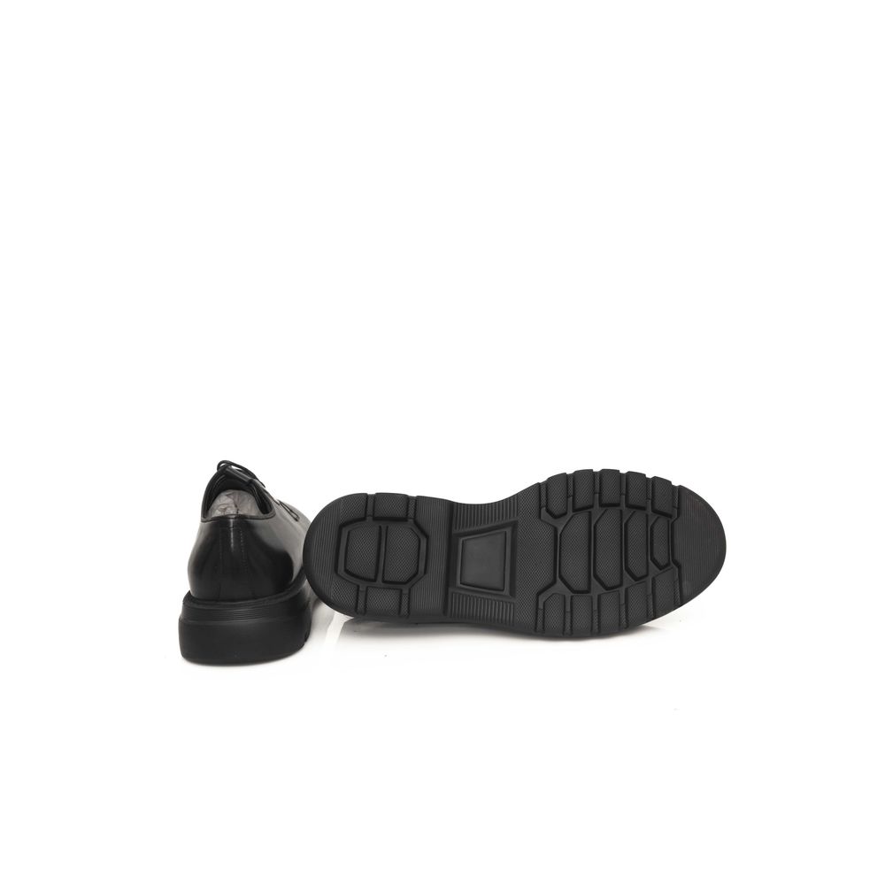Cerruti 1881 Black Calfskin Men Derby Shoe