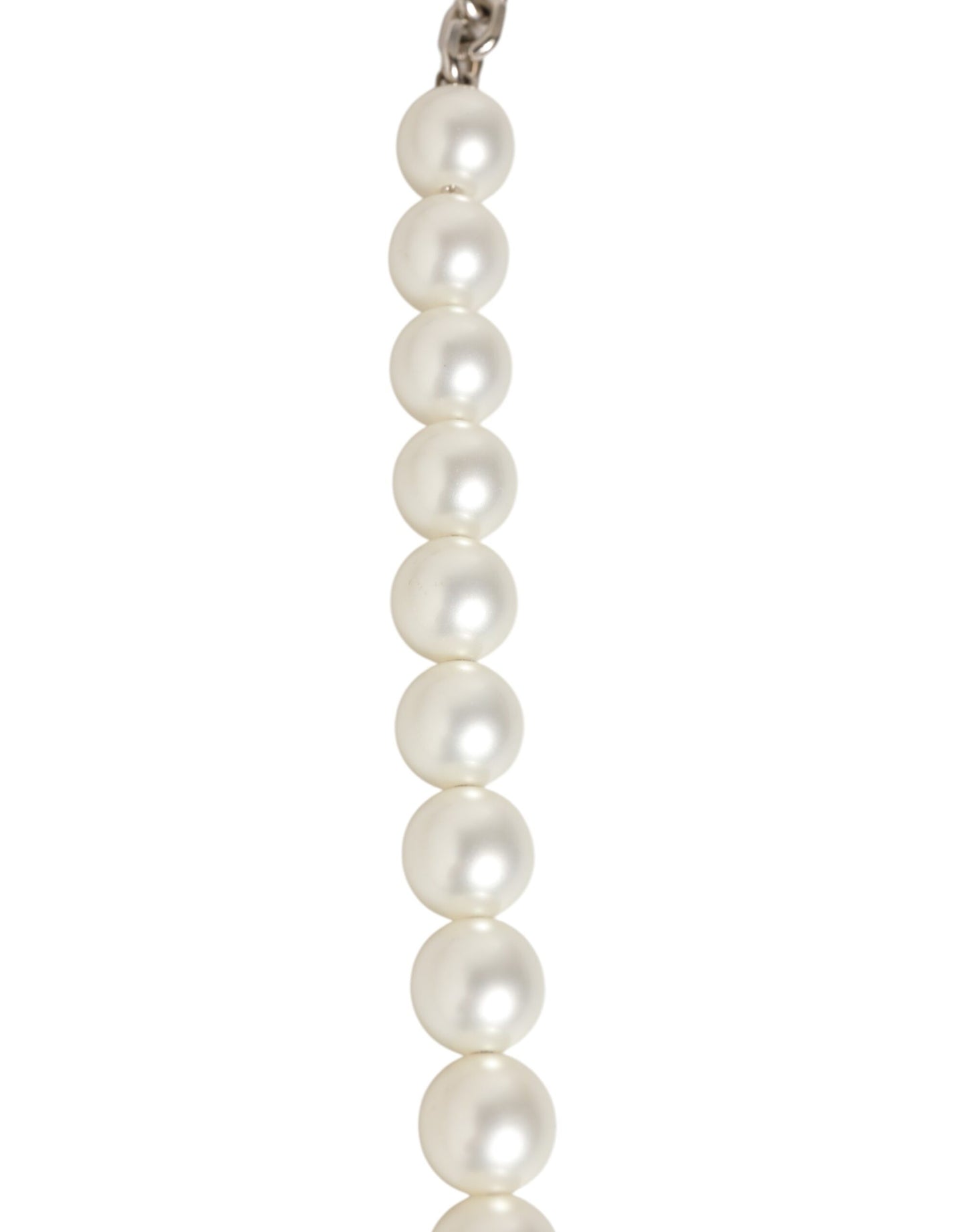 Dolce & Gabbana Black Leather Pearl Chain Bag Accessory Shoulder Strap